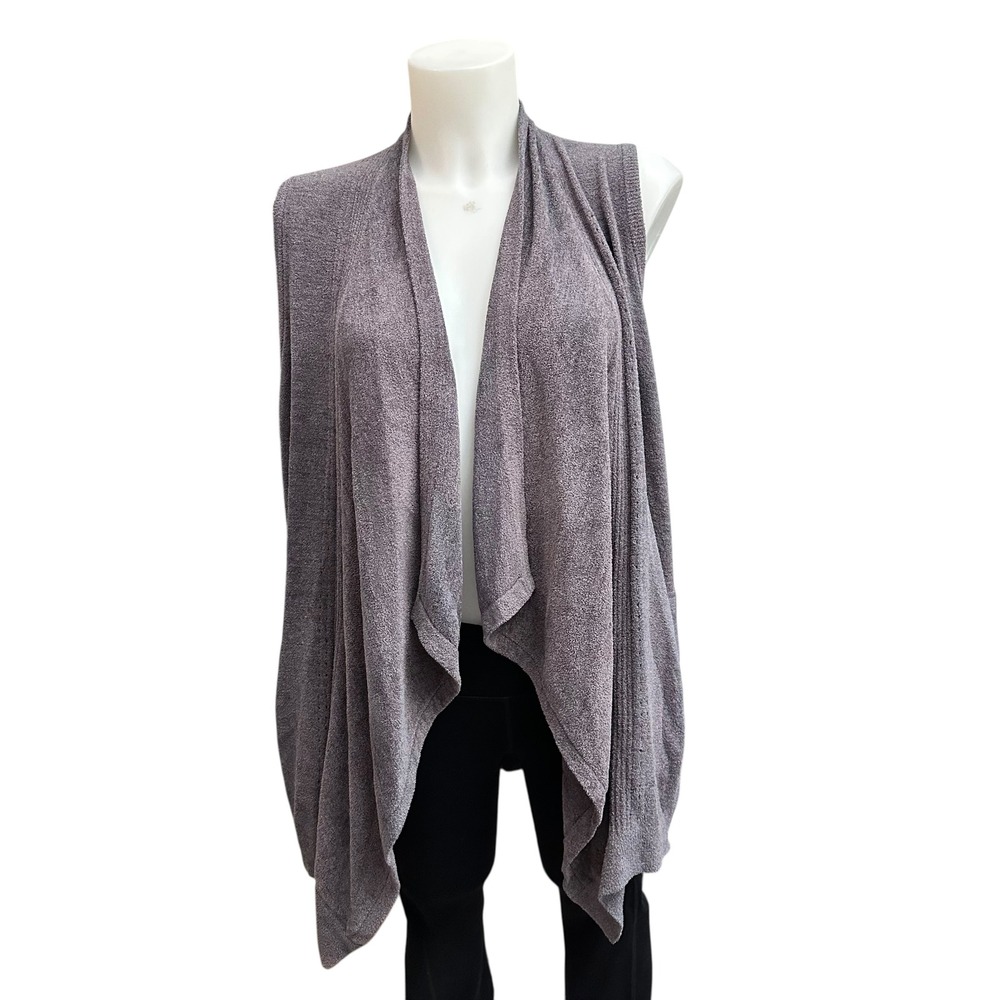 Barefoot Dreams CozyChic Lite Shawl Pointelle Vest in Purple sz S/M‎